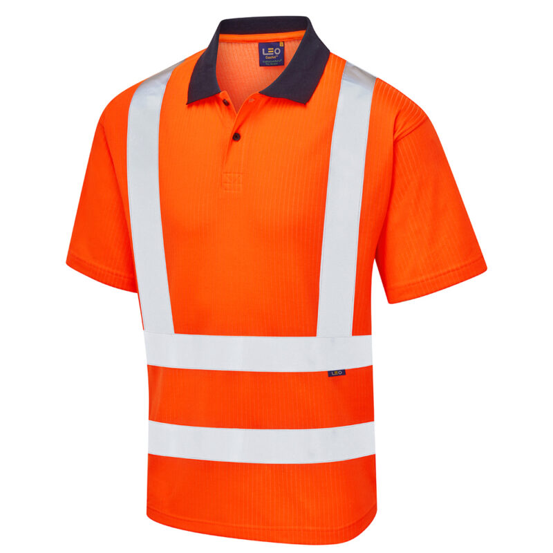 Leo P01 Hi Vis  Croyde EcoViz Comfort Polo Shirt