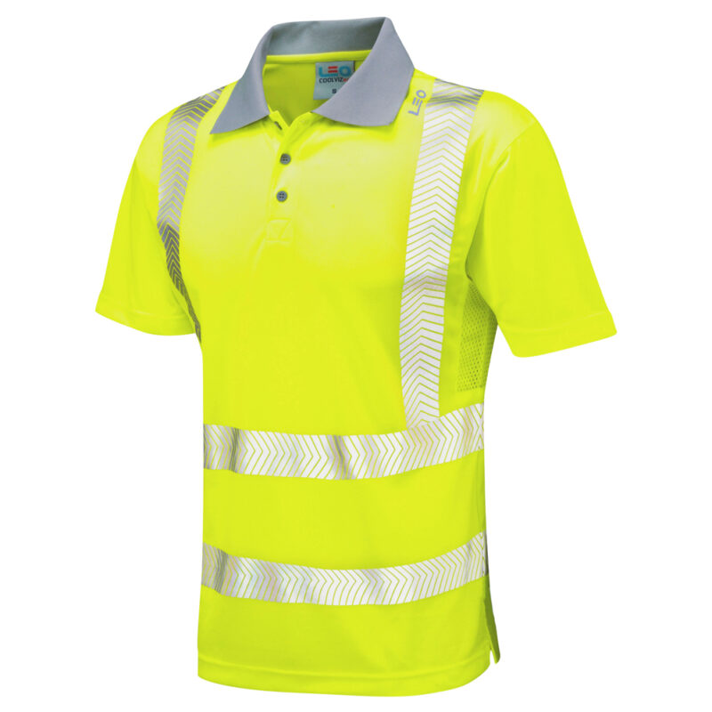 Leo Hi Vis P03 Woolacombe EcoViz Performance Polo Shirt