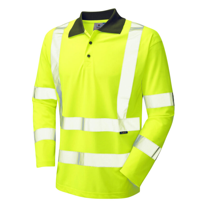 Leo Hi Vis P06 Woolsery EcoViz Performance L/S Polo Shirt