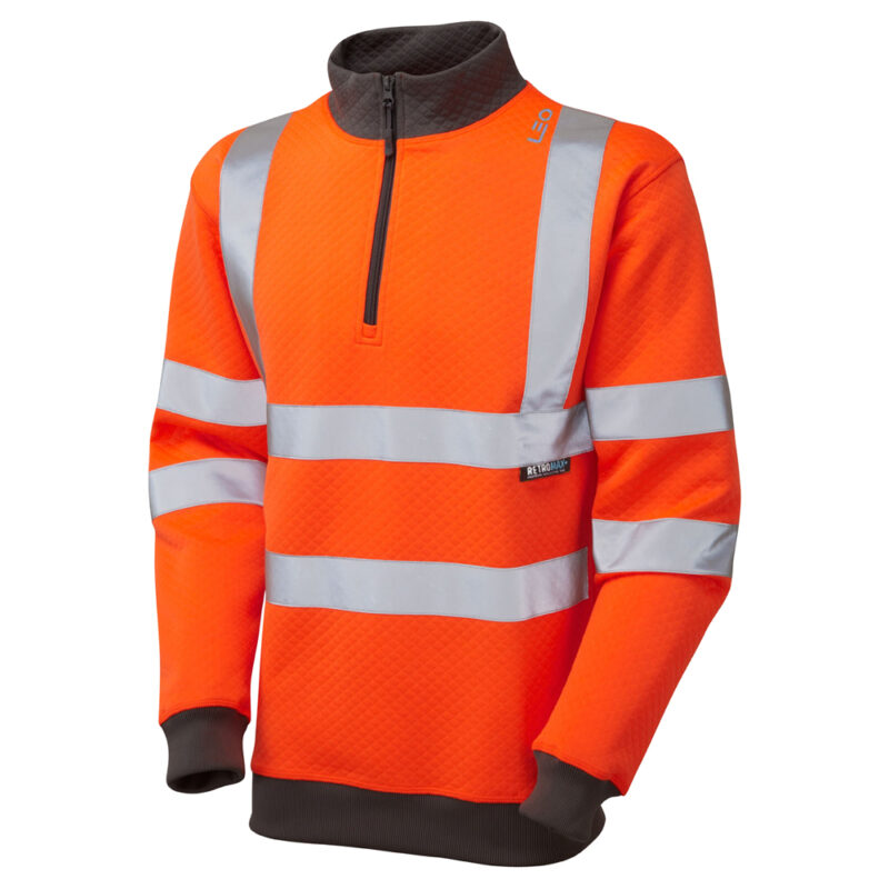 Leo SS01 Hi Vis  Brynsworthy EcoViz 1/4 Zip Sweat