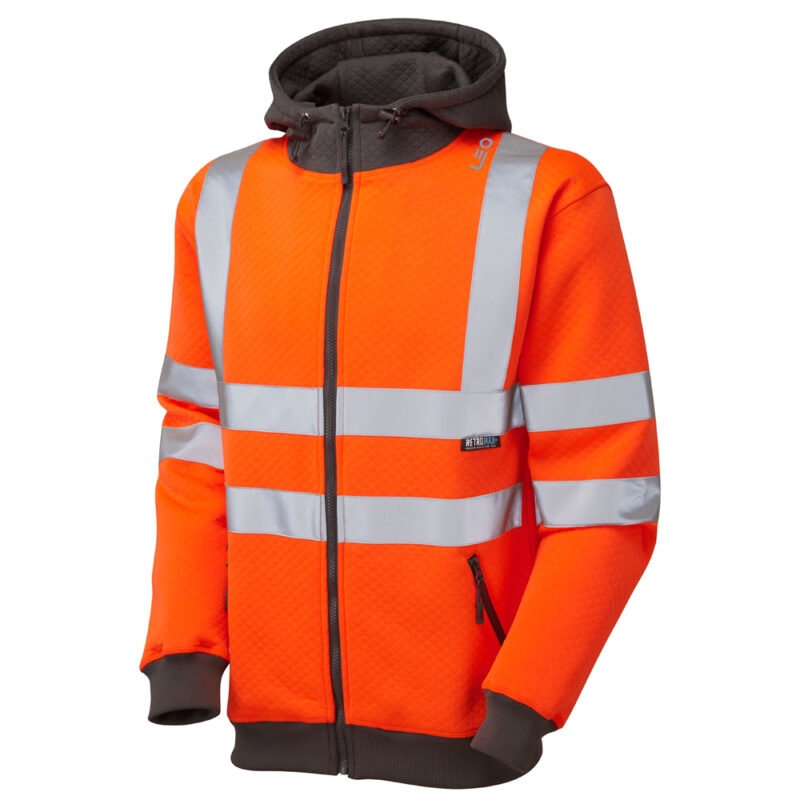 Leo SS02 Hi Vis Saunton EcoViz Hooded Sweat