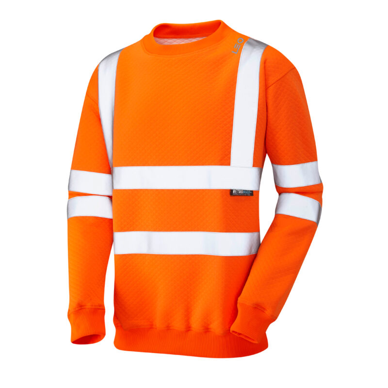 Leo SS05 Hi Vis Winkleigh EcoViz Crew Neck Sweat