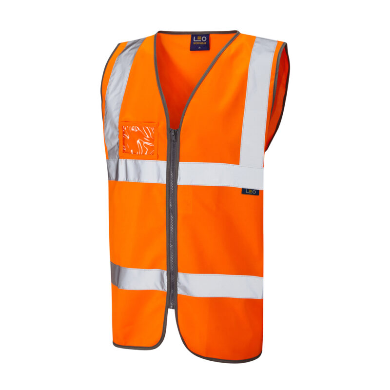 Leo W02 Hi Vis Rumsam EcoViz Zipped Waistcoat with ID Pocket