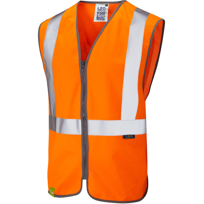 Leo Hi Vis W15 Eggesford EcoViz Rail Zip Waistcoat