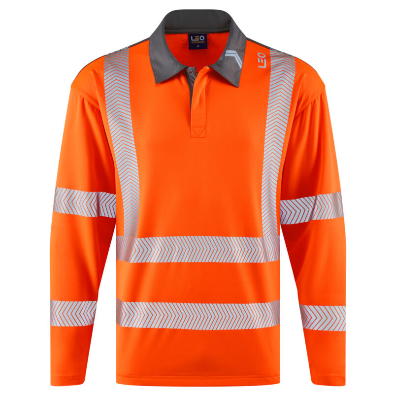 Leo P13 Hi Vis Georgeham EcoViz Coolmax  L/S Polo