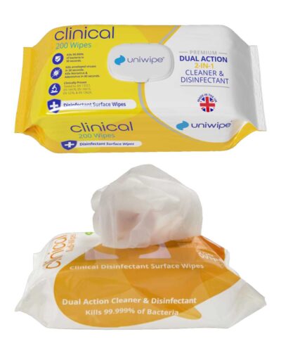 Uni wipe Clinical Disinfectant Surface Wipes PK 200