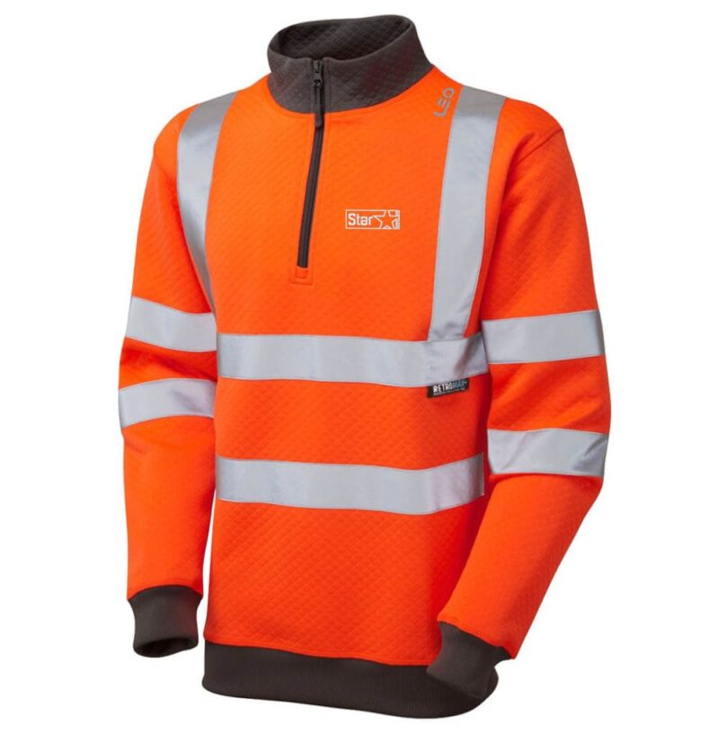 Leo 1/4 Zip Sweatshirt Orange C/W Star Scaffolding