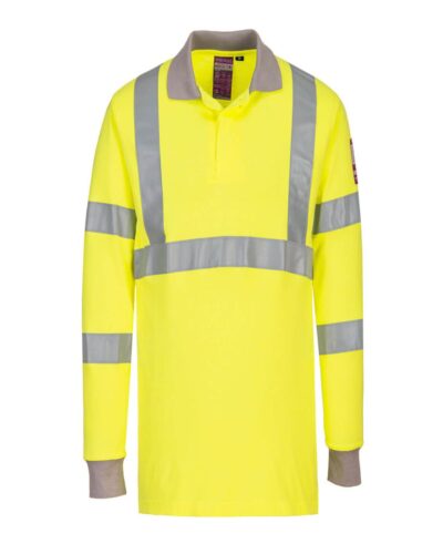 Portwest Flame Resistant Anti Static Hi-Vis Long Sleeve Polo Shirt (FR77)