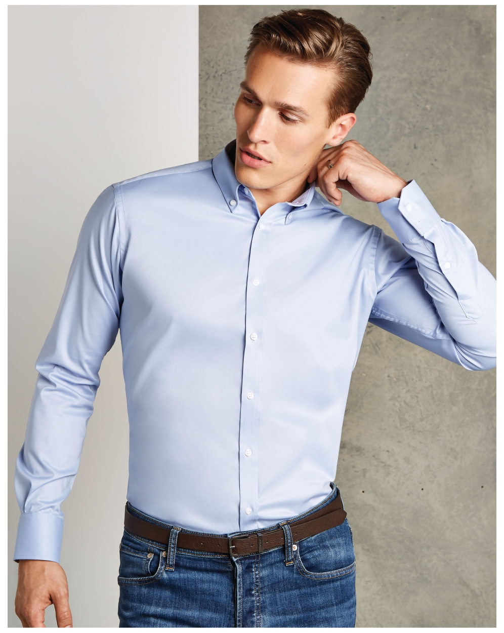 Mens KK182 Slim Fit Long Sleeve Oxford Shirt (KK182) - LA Safety Supplies