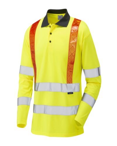 LEO Bickleton Orange Brace Coolviz Sleeved Polo Shirt (P07-Y)