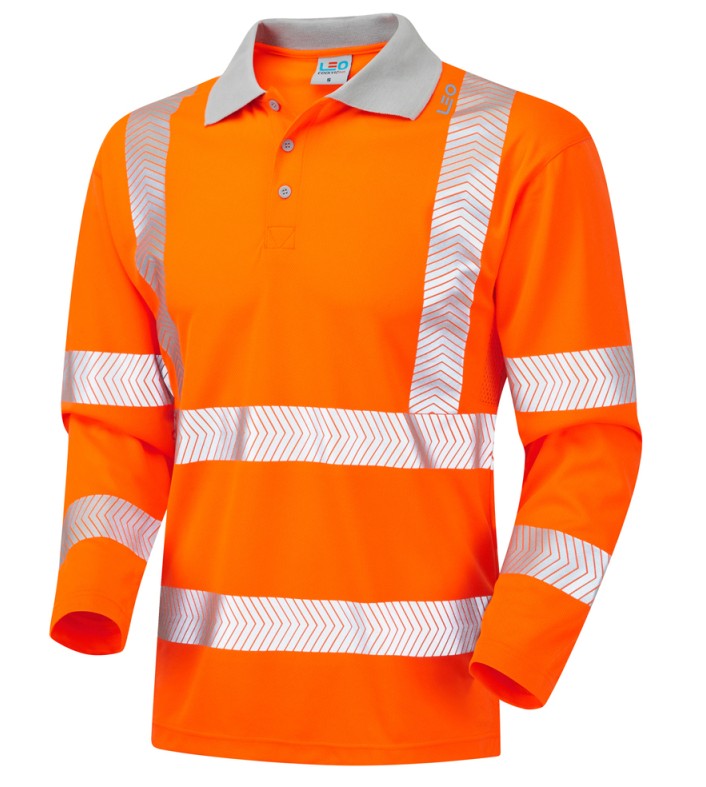 Leo Hi Vis P08 Barricane EcoViz Performance L/S Polo Shirt
