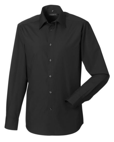 Men's Long Sleeve Poly-Cotton Easy Care Tailored Poplin Shirt