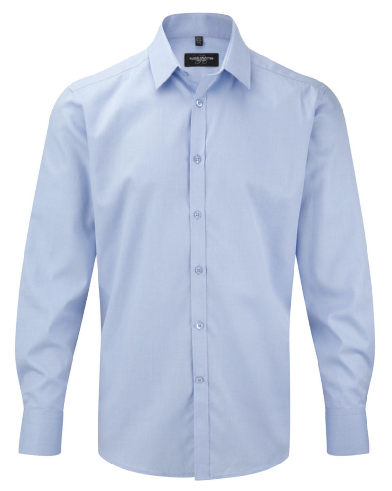 Russell Collection Mens Herringbone Long Sleeve Shirt
