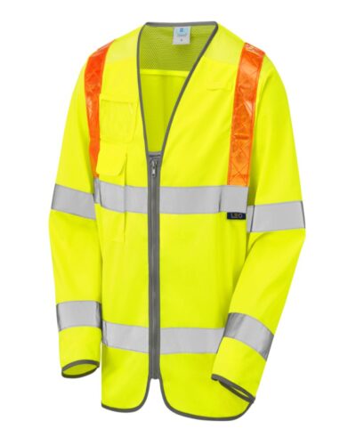 LEO Barbrook Orange Brace Sleeved Waistcoat (S13-Y)