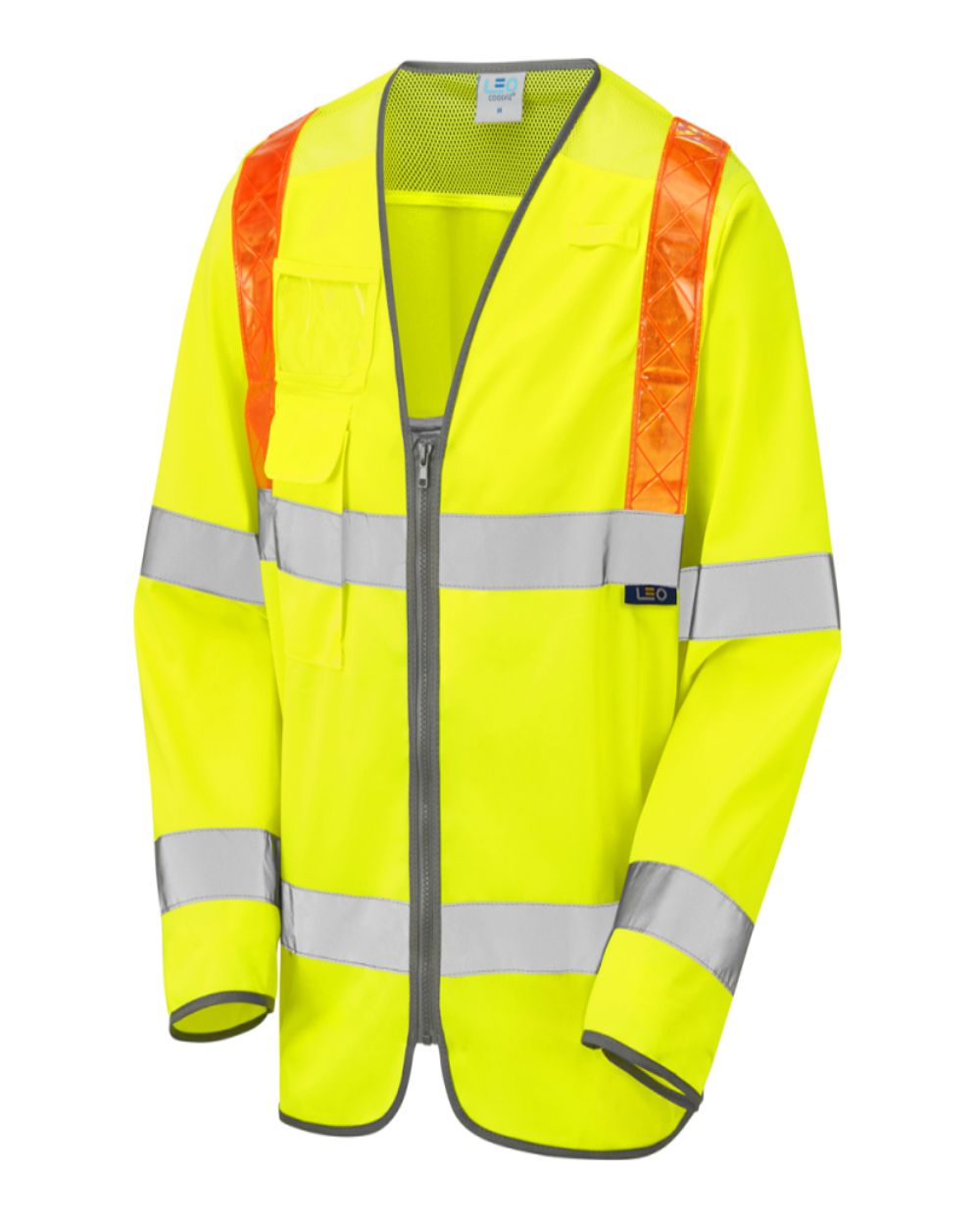 LEO Barbrook Orange Brace Sleeved Waistcoat (S13-Y)