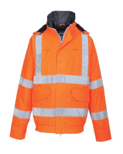 Portwest Bizflame Rain Hi-Vis Flame Resistant Anti Static Bomber Jacket (S773)