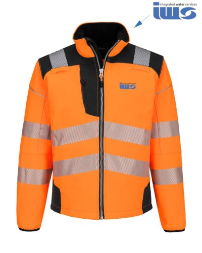 T402 PW3 Hi Vis Softshell Jkt Org/Blk C/W IWS